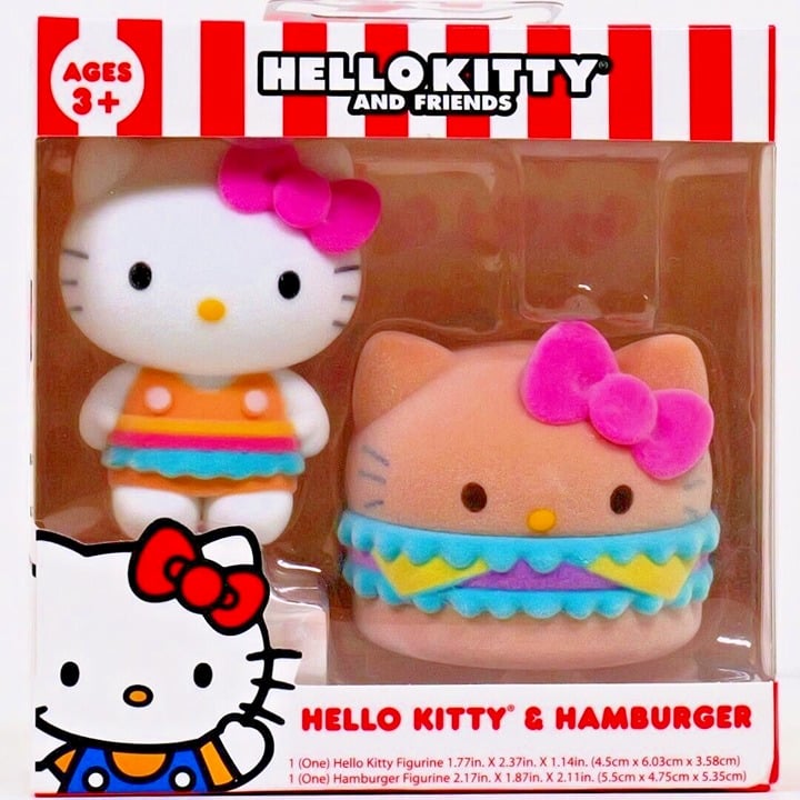 Hello Kitty and Friends - Hello Kitty and Hamburger Set - Flocked Figurines