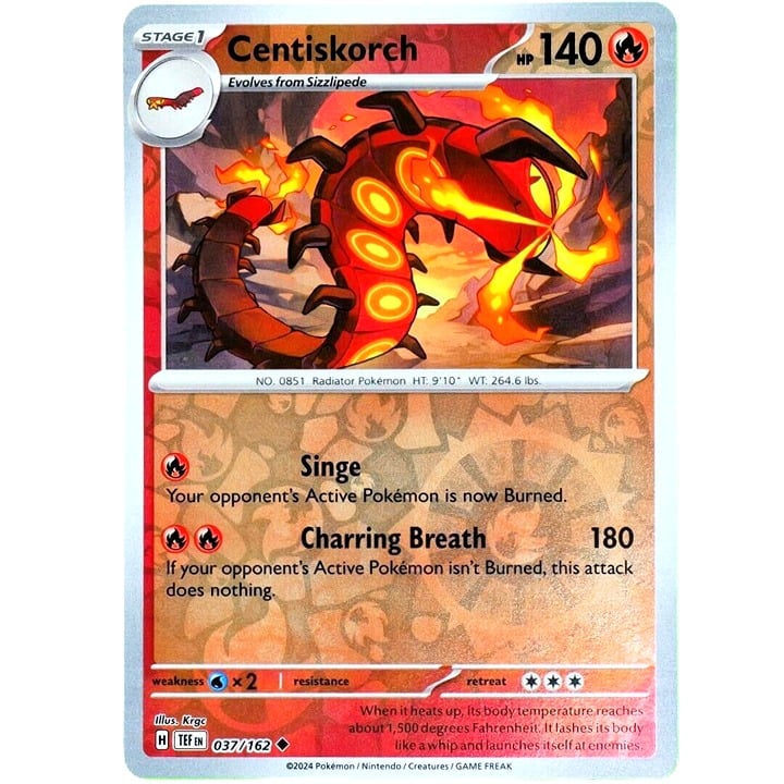 Centiskorch - Reverse Holo - Pokemon Scarlet & Violet Temporal Forces #037/162