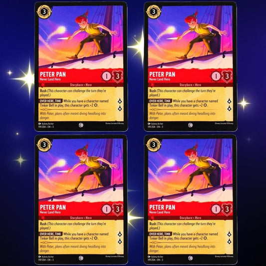 4x Peter Pan Never Land Hero - Disney Lorcana TCG Into the Inklands #119/204