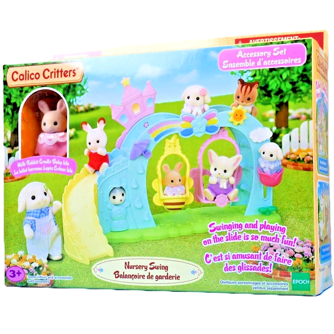 Calico Critters Nursery Swing Set with Milk Rabbit Baby