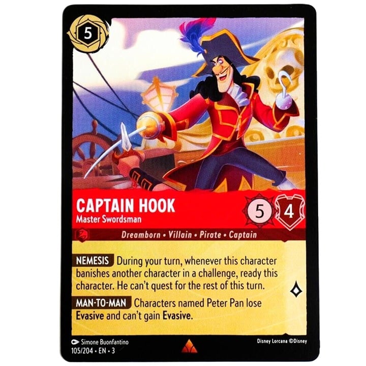 Captain Hook Master Swordsman - Rare - Disney Lorcana Into the Inklands #105/204