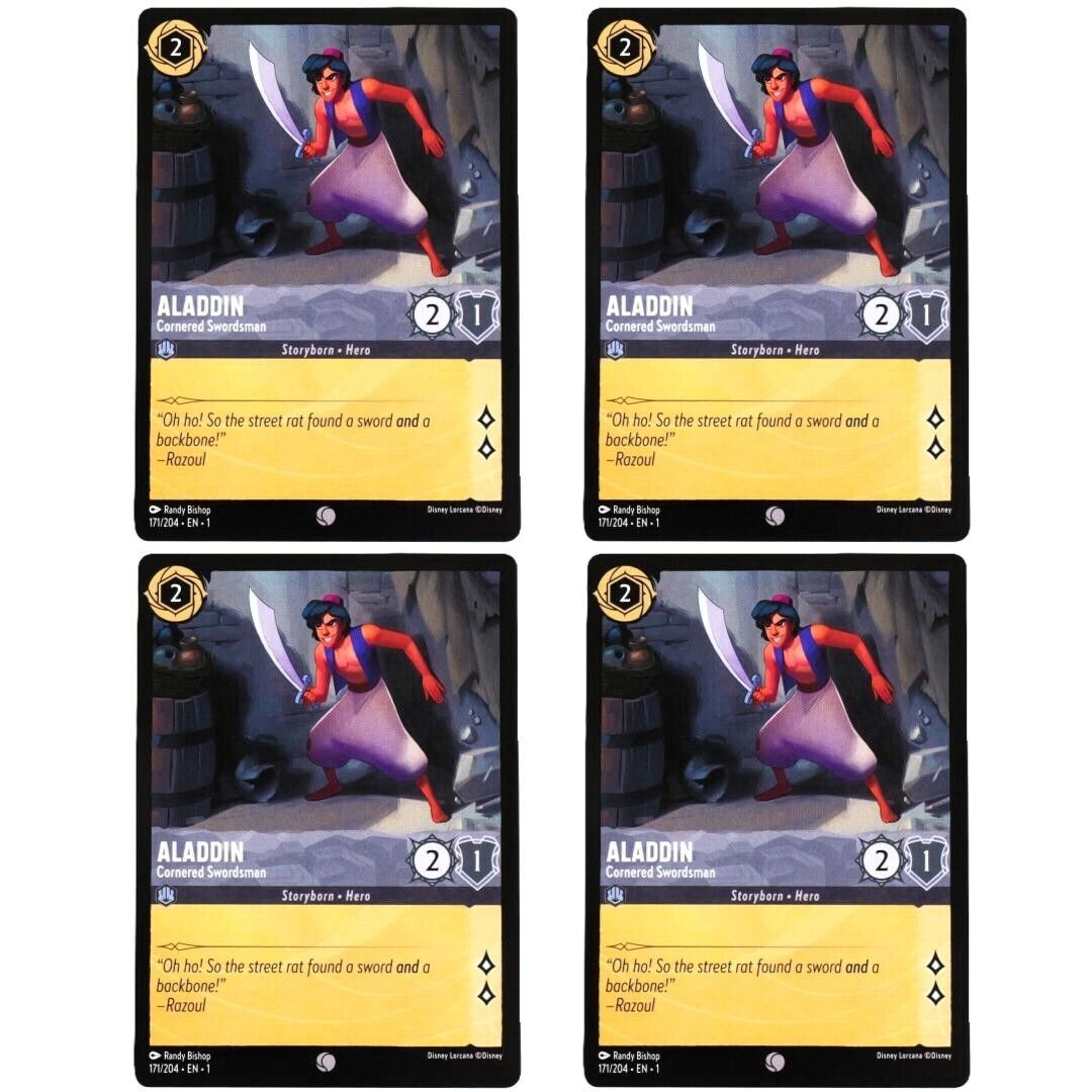 4x Aladdin Cornered Swordsman - Disney Lorcana TCG The First Chapter #171/204