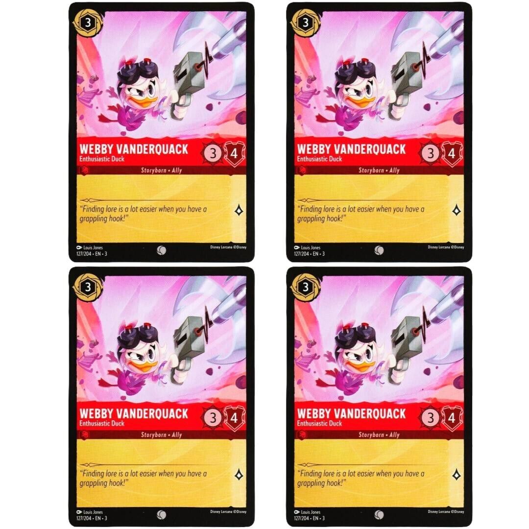 4x Webby Vanderquack Enthusiastic Duck - Disney Lorcana TCG Into the Inklands #127/204