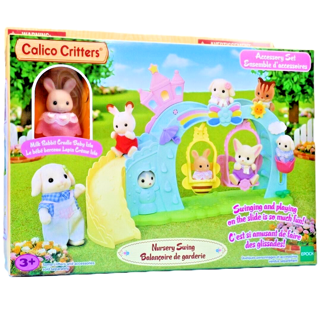 Calico Critters Nursery Swing Set with Milk Rabbit Baby