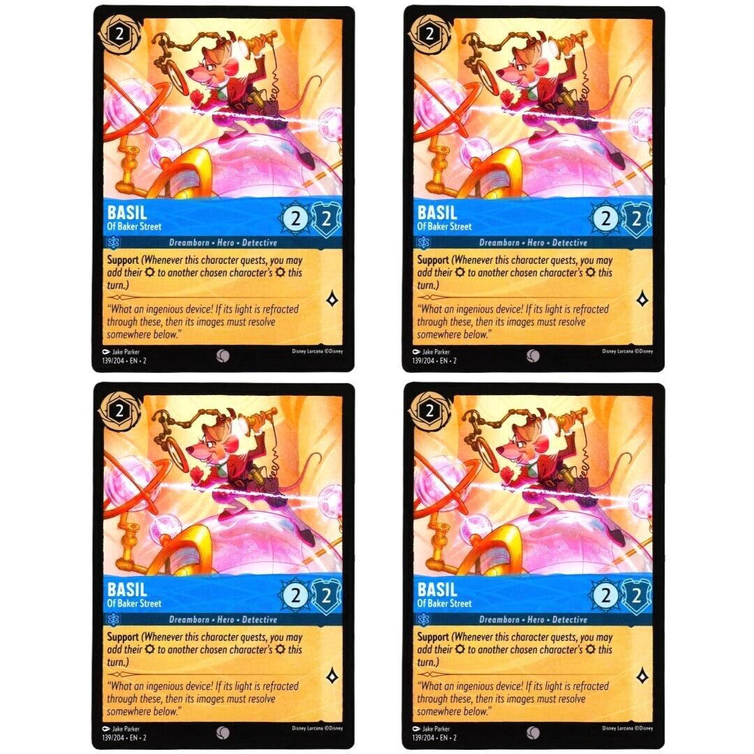 4x Basil of Baker Street - Disney Lorcana TCG Rise of the Floodborn #139/204
