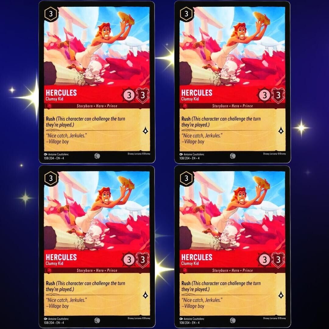 4x Hercules Clumsy Kid - Common - Disney Lorcana TCG Ursula's Return #108/204