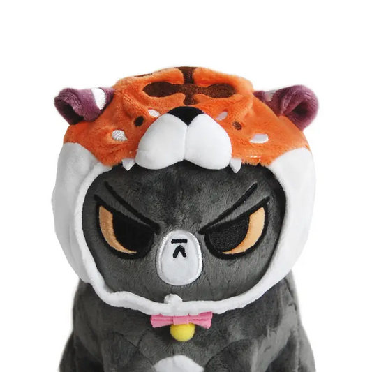 Angry Cat Plush - Tuxedo - with Tiger Hat that Fits Real Cats!