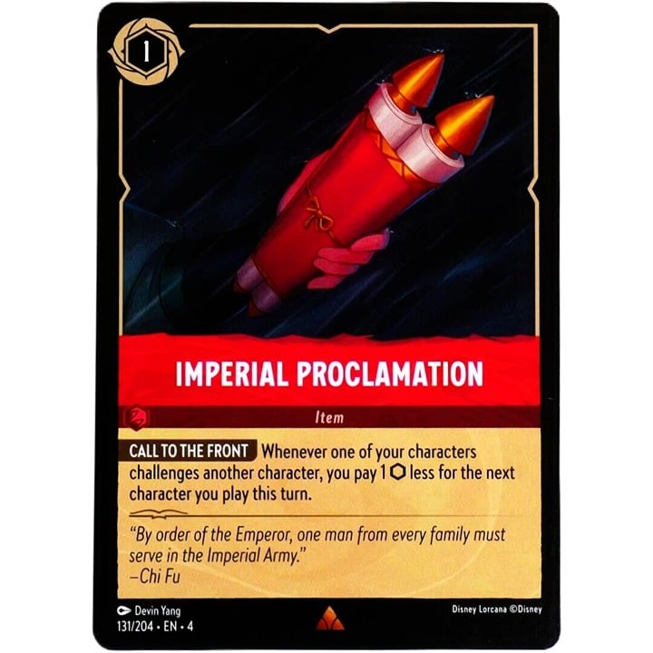 Imperial Proclamation - Rare - Disney Lorcana TCG Ursula's Return #131/204