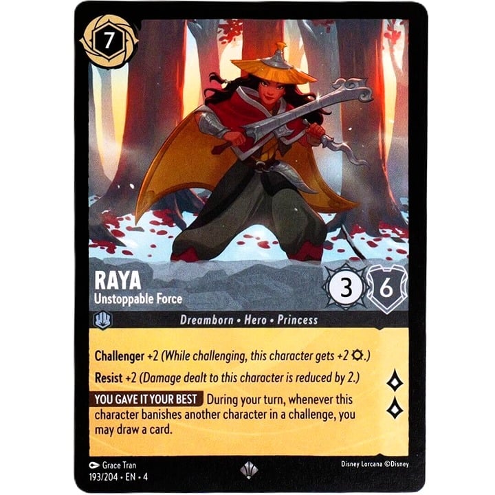 Raya Unstoppable Force - Super Rare - Disney Lorcana Ursula's Return #193/204