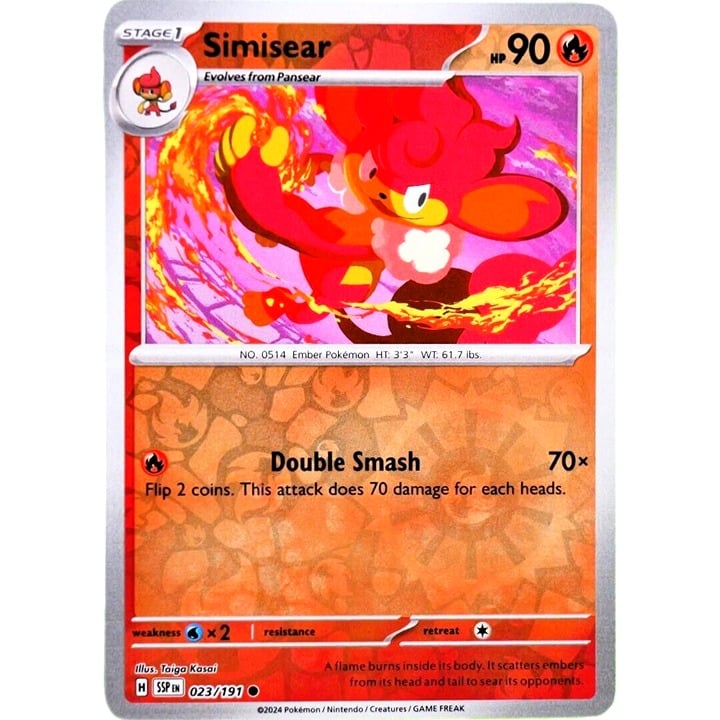 Simisear - Reverse Holo - Pokemon TCG Surging Sparks #023/191