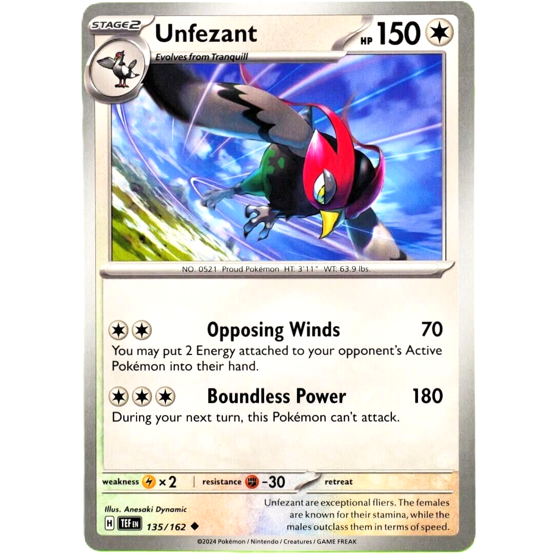 Unfezant - Uncommon - Pokemon TCG Scarlet & Violet Temporal Forces #135/162