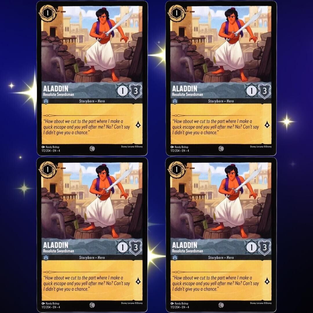 4x Aladdin Resolute Swordsman - Common - Disney Lorcana Ursula's Return #172/204