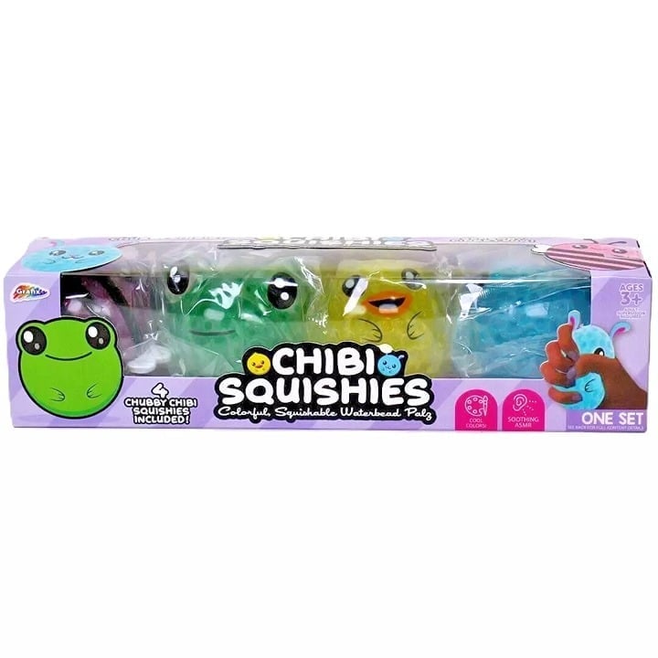 Chibi Squishies Stress & Sensory Balls - Colorful Waterbead Palz - 4 Pack