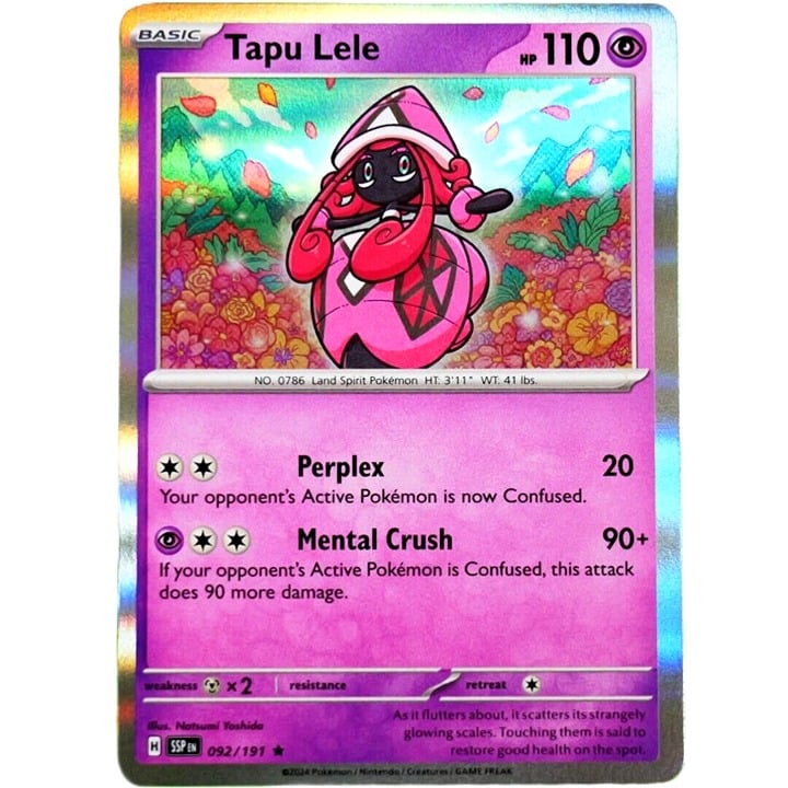 Tapu Lele - Rare Holo - Pokemon TCG Scarlet & Violet Surging Sparks #092/191