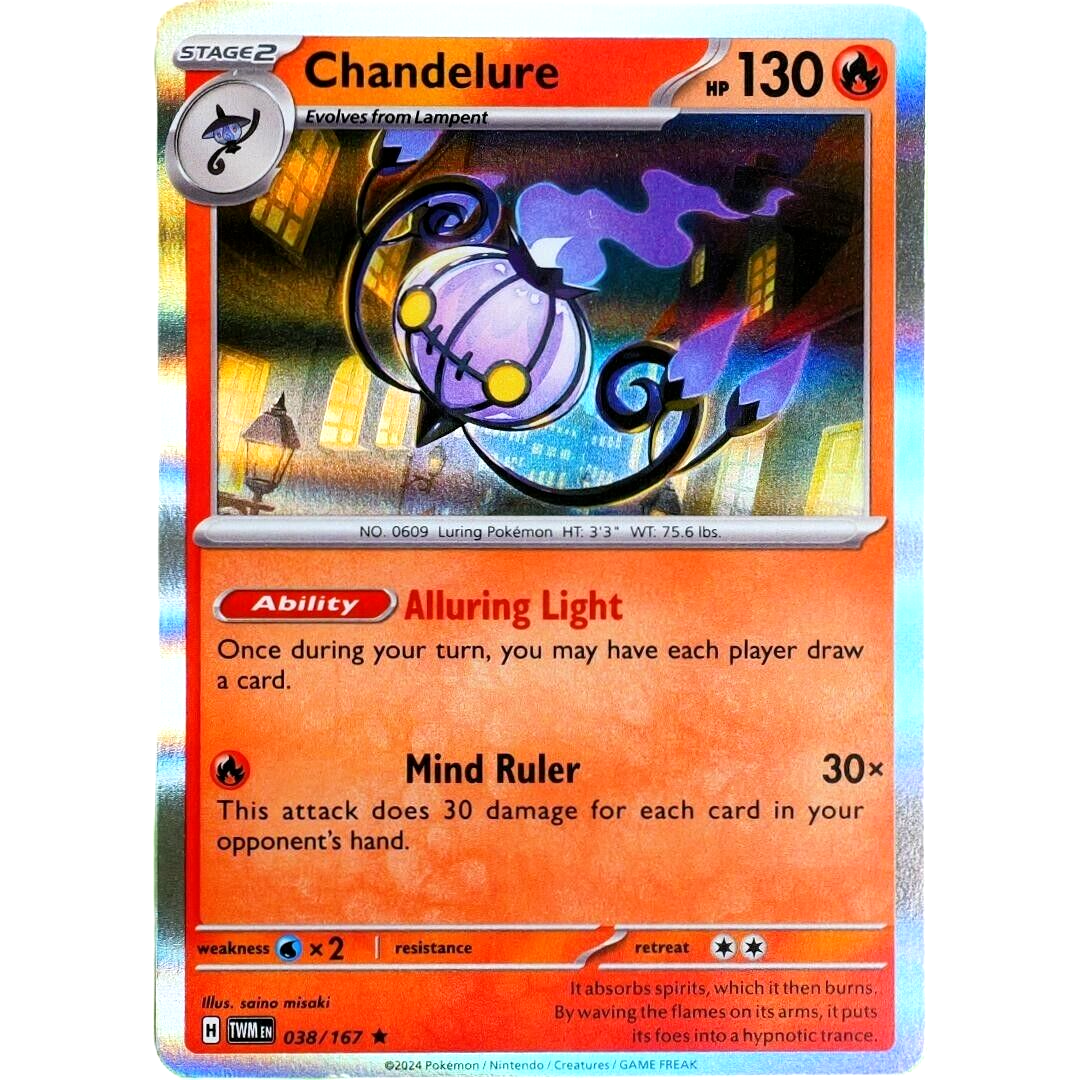 Chandelure - Rare Holo - Pokemon Scarlet & Violet Twilight Masquerade #038/167