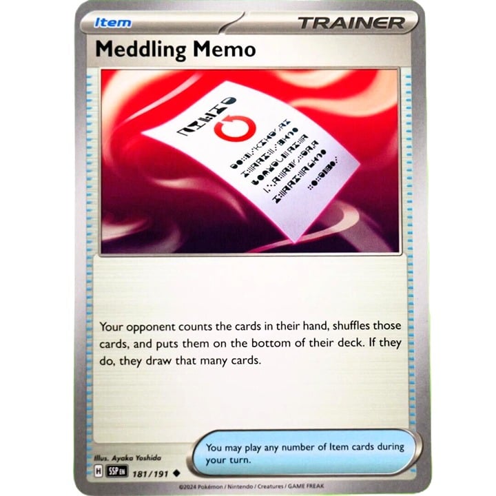 Meddling Memo - Uncommon - Pokemon TCG Surging Sparks #181/191