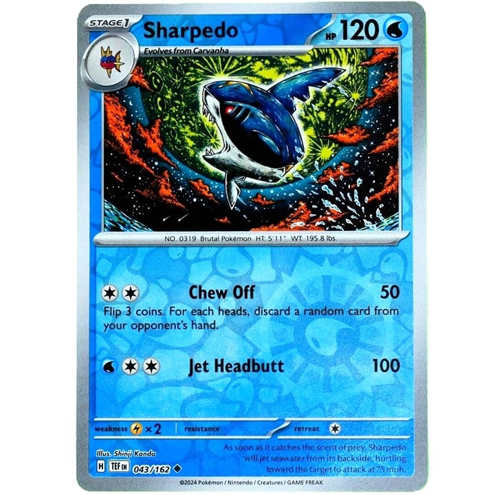 Sharpedo - Reverse Holo - Pokemon TCG Scarlet & Violet Temporal Forces #043/162