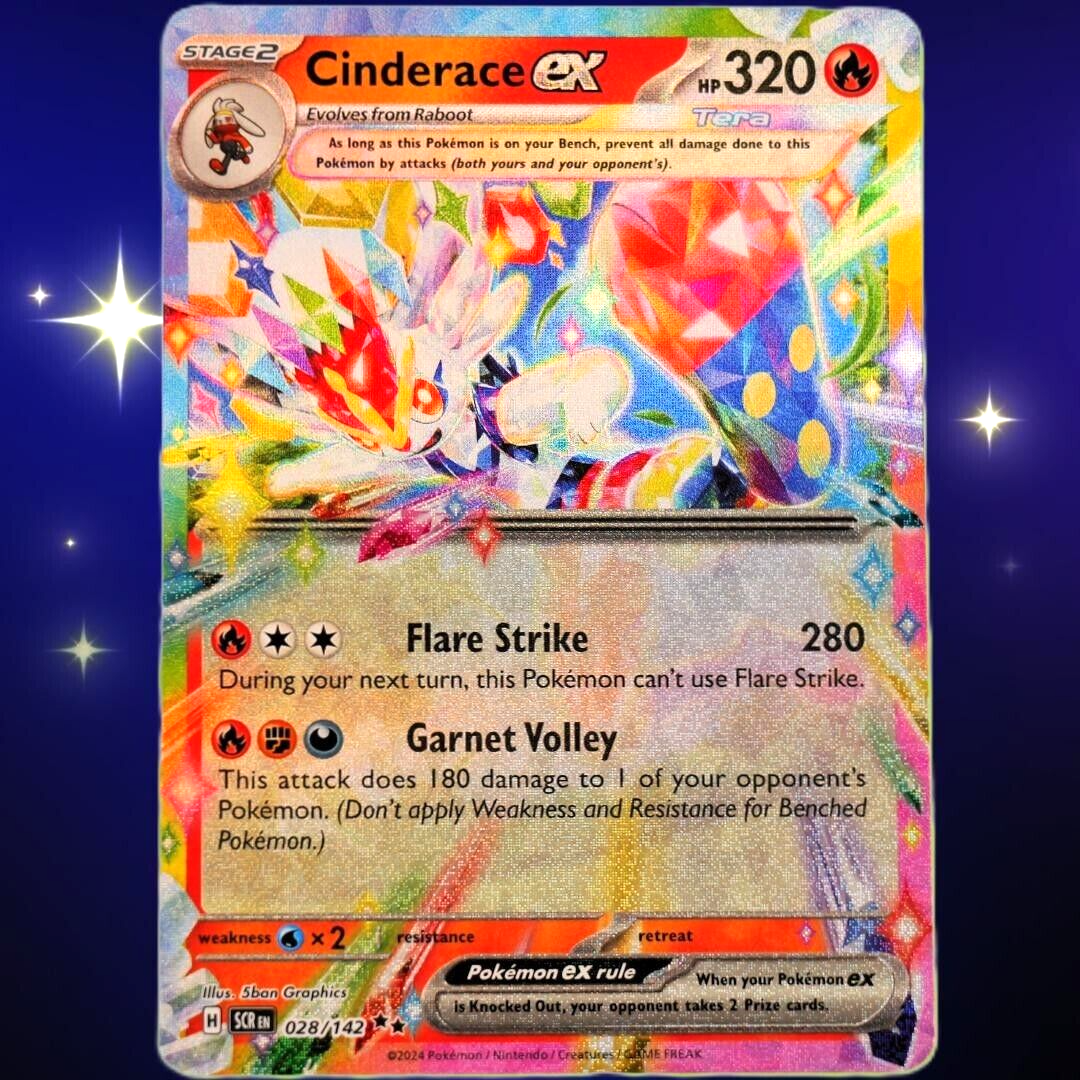 Cinderace Ex - Double Rare Holo - Pokemon TCG Stellar Crown #028/142