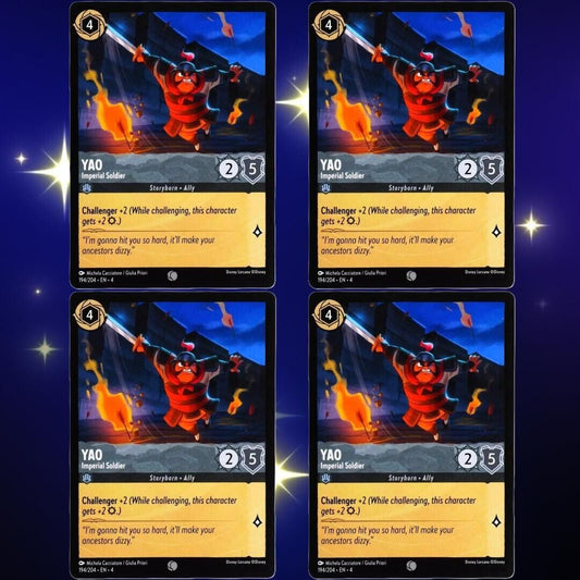 4x Yao Imperial Soldier - Common - Disney Lorcana TCG Ursula's Return #194/204