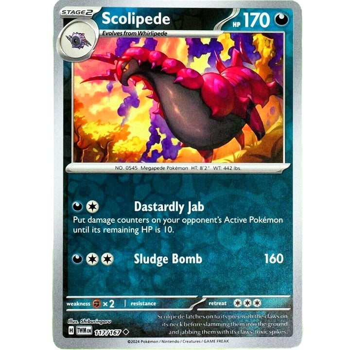 Scolipede - Reverse Holo - Pokemon Scarlet & Violet Twilight Masquerade #117/167