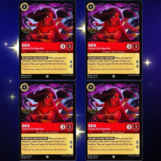 4x Raya Guardian of the Dragon Gem - Disney Lorcana TCG Ursula's Return #122/204