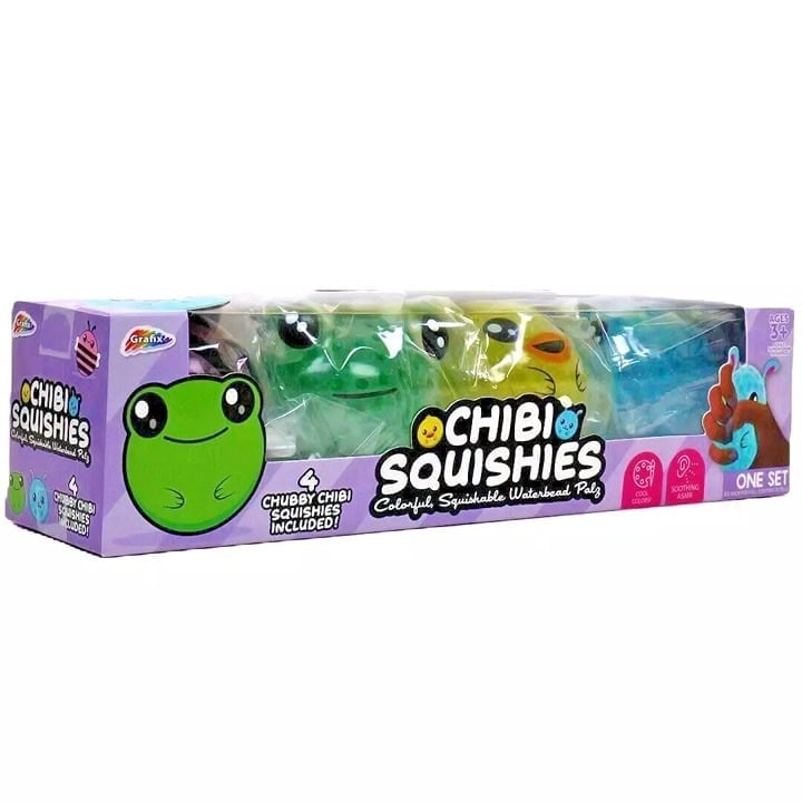 Chibi Squishies Stress & Sensory Balls - Colorful Waterbead Palz - 4 Pack