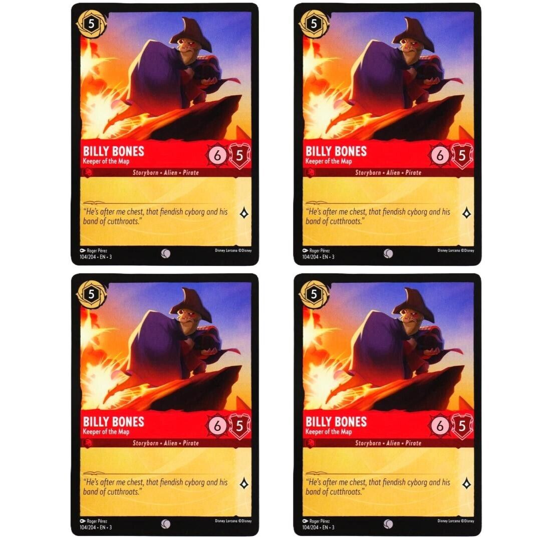 4x Billy Bones Keeper of the Map - Disney Lorcana TCG Into the Inklands #104/204