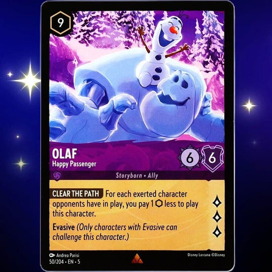 Olaf Happy Passenger - Rare - Disney Lorcana TCG Shimmering Skies #50/204