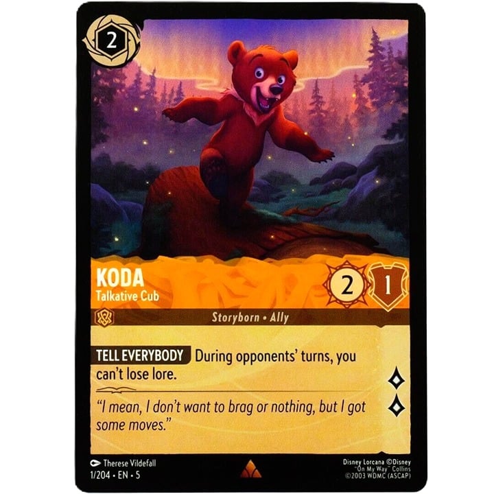 Koda Talkative Cub - Rare - Disney Lorcana TCG Shimmering Skies #1/204