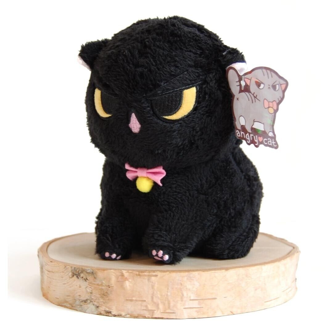 Angry Cat Plush - Fuzzy Black Void - with Red Panda Hat that Fits Real Cats!