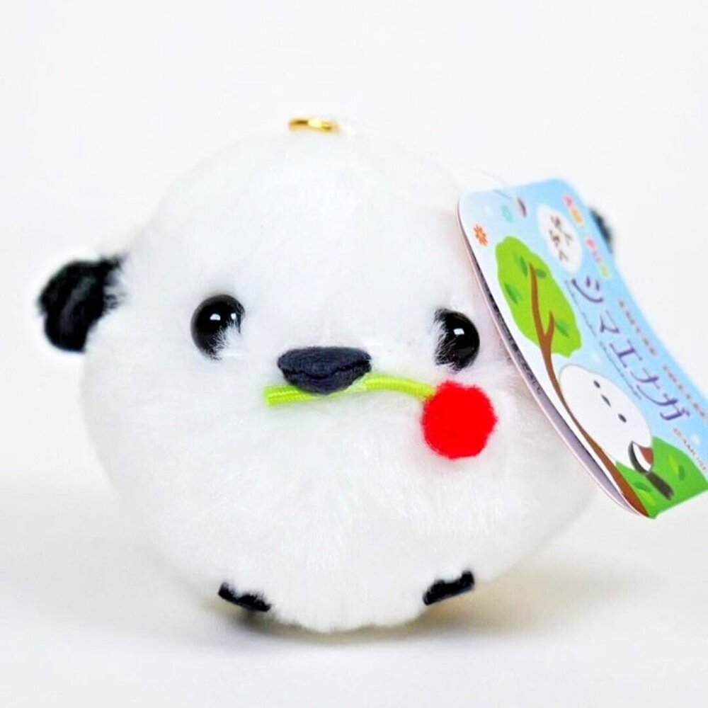 Fukufuku Shimaenaga Mascot Plush Keychain - Shima-chan with a Red Fruit