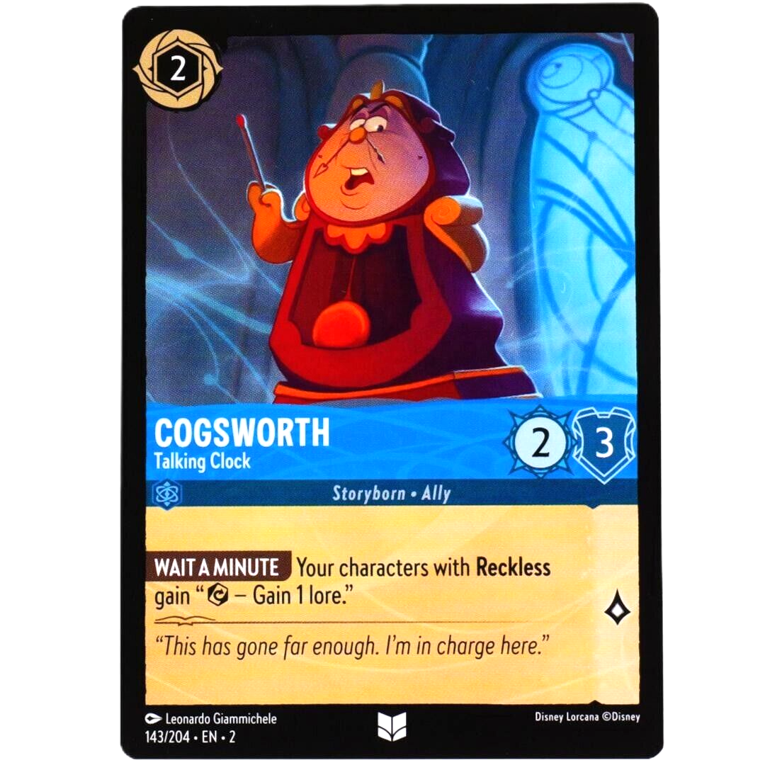 Cogsworth Talking Clock - Uncommon - Disney Lorcana Rise of the Floodborn #143
